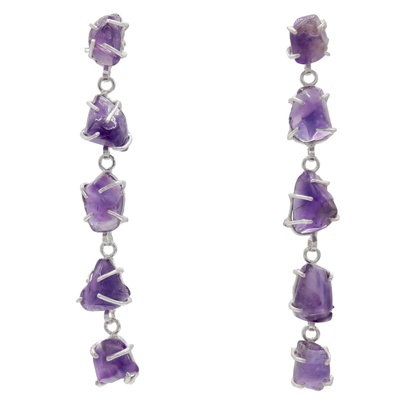 Pendientes Saint Plata Morado Amatista