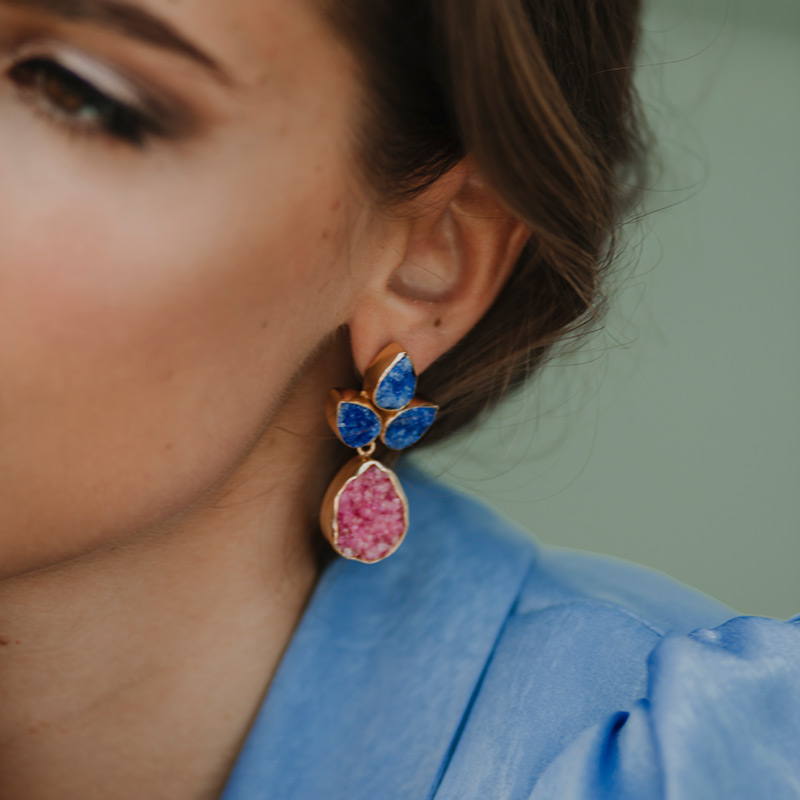 Pendientes Sauce Ed. Limitada Plata Verde agua y Piedra Lunar