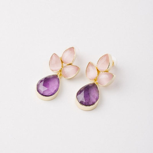 Pendientes Sauce Ed. Limitada Rosa y Morado amatista