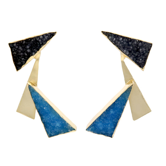 Pendientes Sayuri Negro Y Azul turquesa