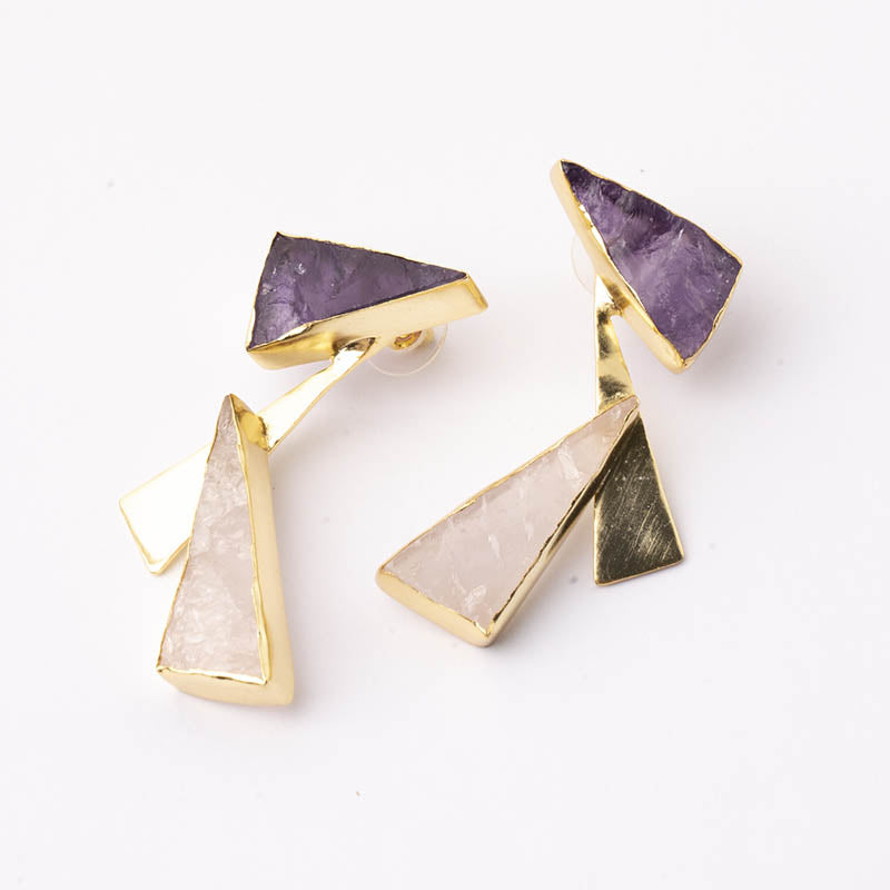 Pendientes Sayuri Ed. Limitada Rough Morado amatista y rosa cuarzo