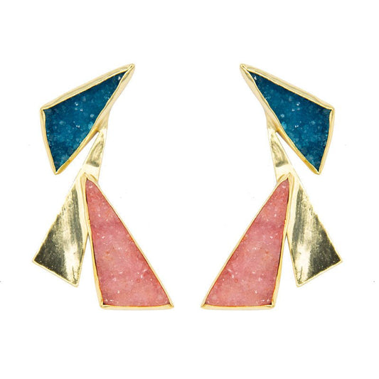 Pendientes Sayuri Azul turquesa y Anaranjado