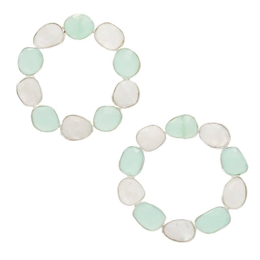 Pendientes Sirius Plata Piedra Lunar y Verde agua