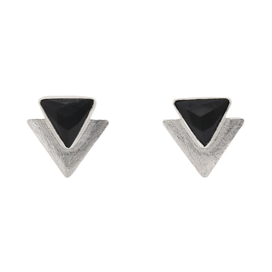 Pendientes Tangram Plata Negro