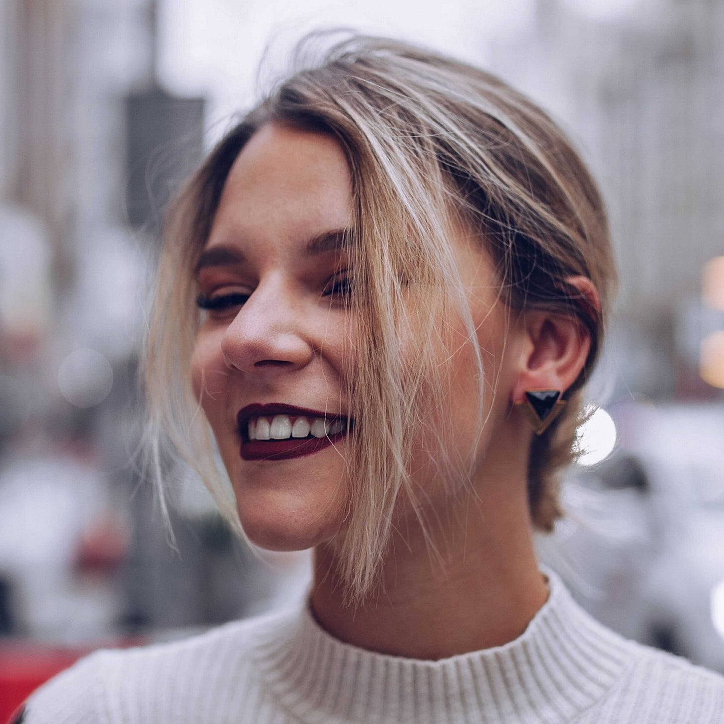 Pendientes Tangram Plata Negro