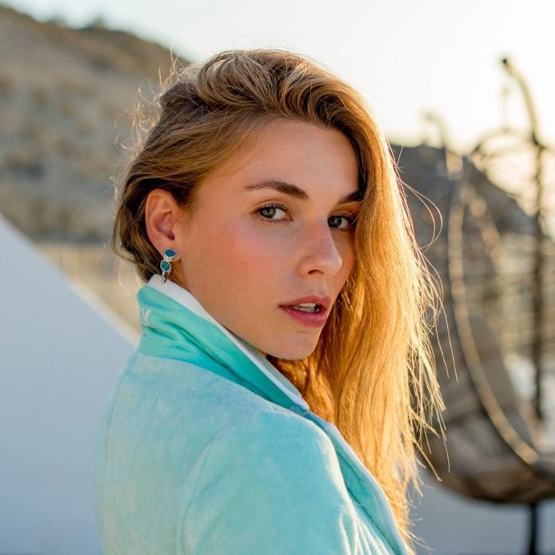 Pendientes Aros Thira Plata Azul turquesa