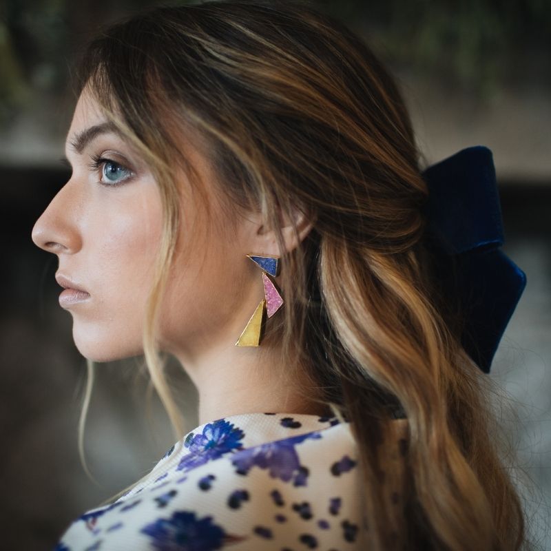 Pendientes Tritón Azul, Anaranjado y Amarillo