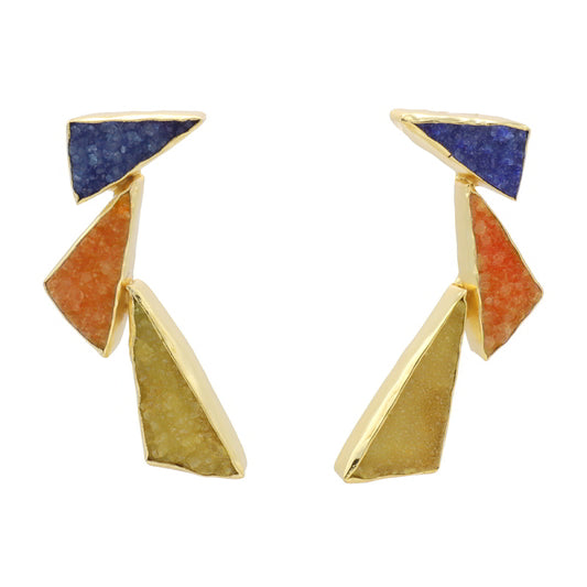 Pendientes Tritón Azul. Anaranjado y Amarillo