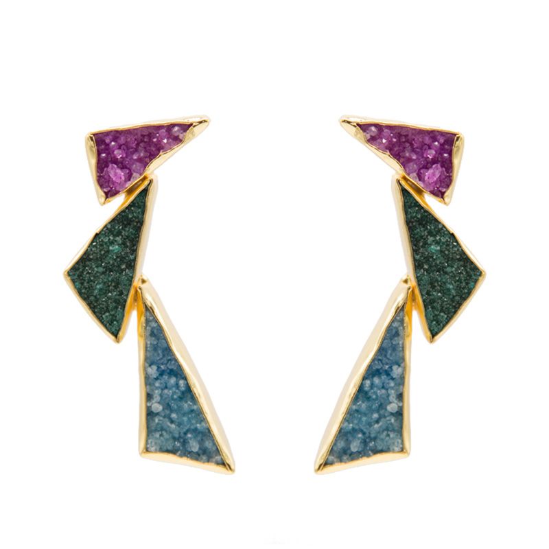 Pendientes Tritón Fucsia mo, Verde y Azul Turquesa