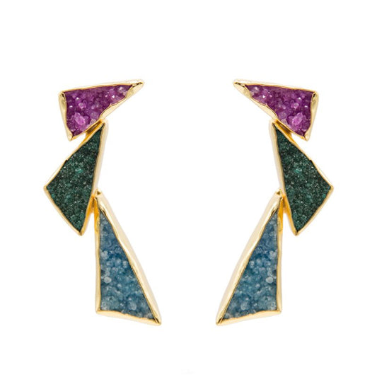 Pendientes Tritón Fucsia mo, Verde y Azul Turquesa