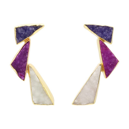 Pendientes Tritón Morado. Fucsia mo y Blanco