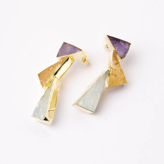 Pendientes Tritón Ed. Limitada Rough Morado Amatista, Mostaza y Verde agua