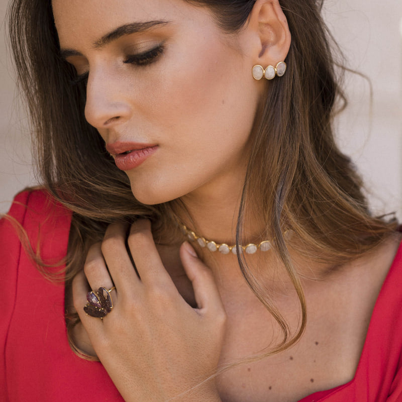 Pendientes Tube Piedra Lunar