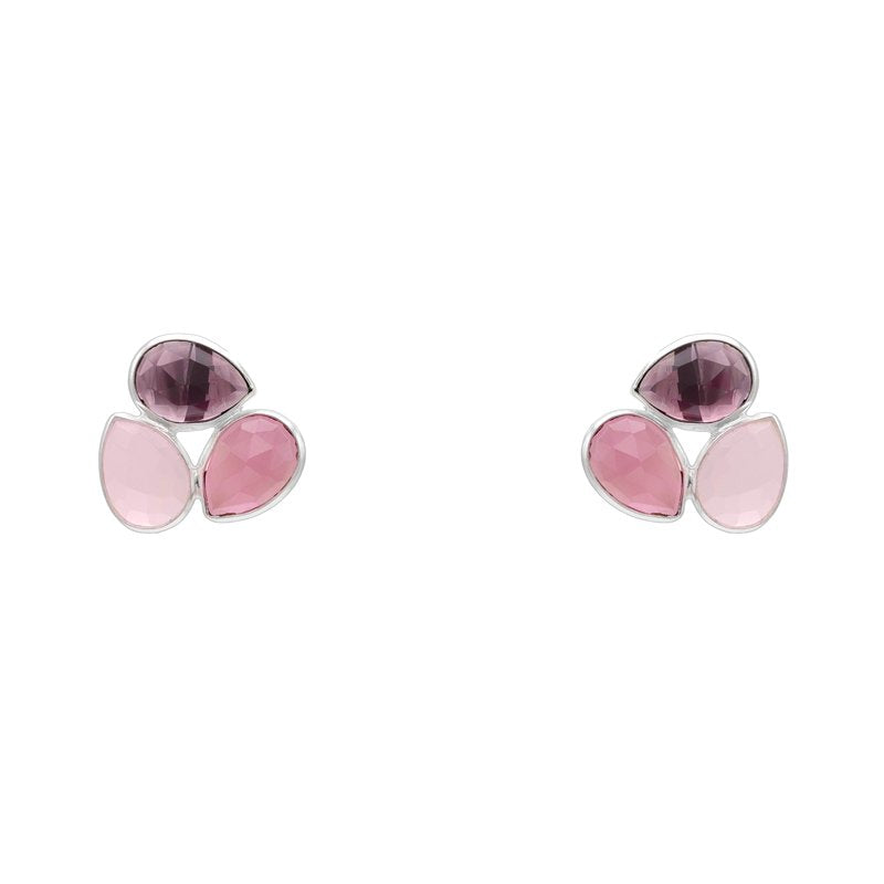 Pendientes Vega Plata Morado y Rosas