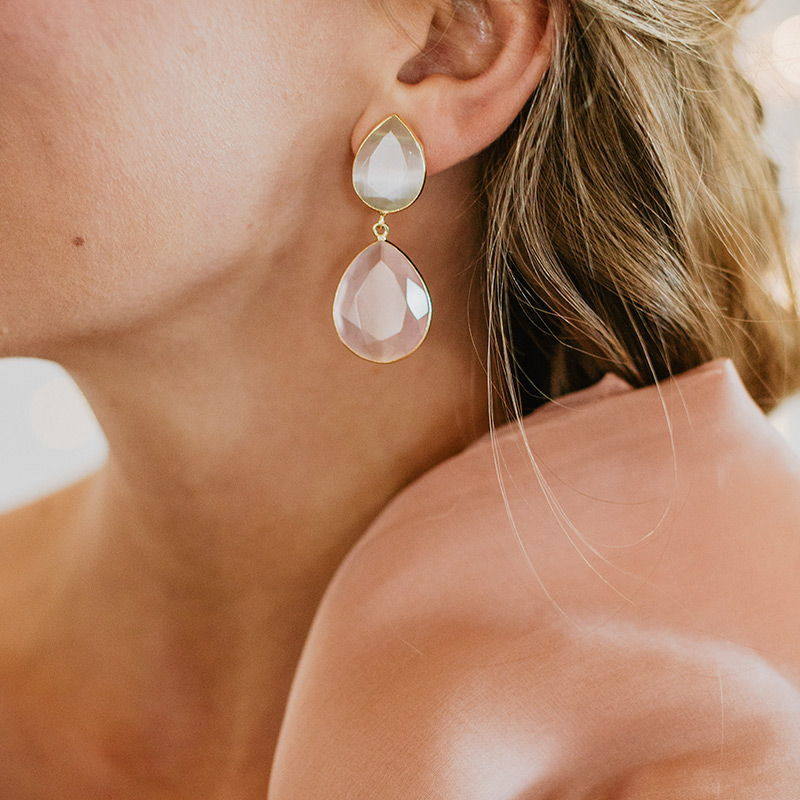 Pendientes Venus Blanco y Rosa claro