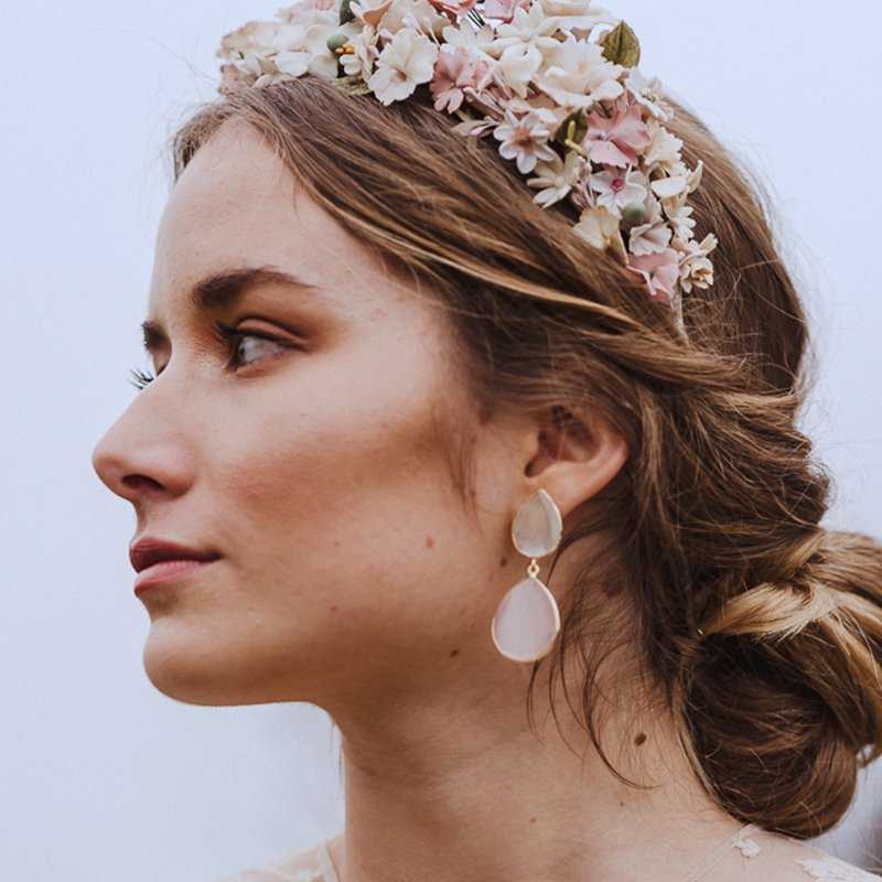 Pendientes Venus Blanco y Rosa claro