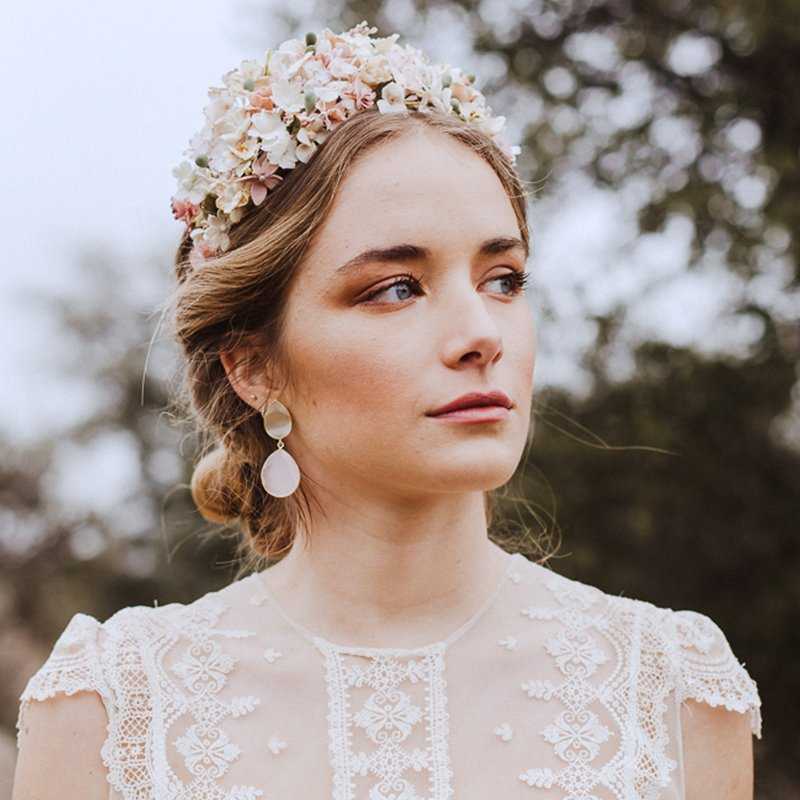 Pendientes Venus Ed. Limitada Plata Piedra Lunar Blanco y Rosa