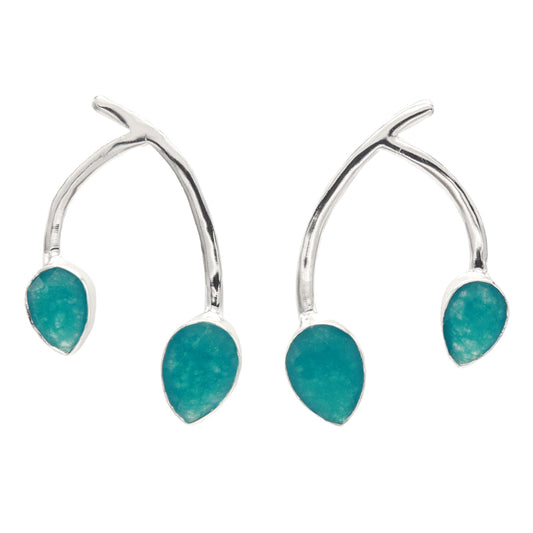 Pendientes Vida Plata Verde Petróleo