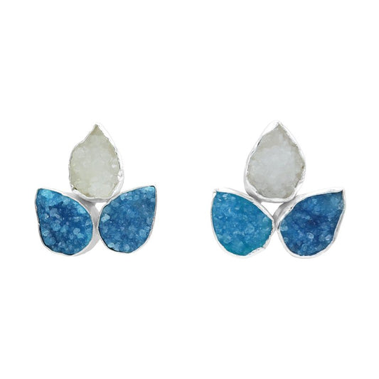 Pendientes Yoga Big Plata Blanco y Azules