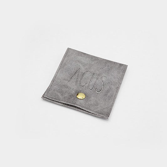 Bolsa De Polipiel Gris Cuero Botón
