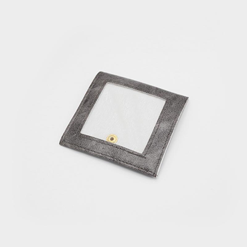 Bolsa De Polipiel Gris Cuero Botón