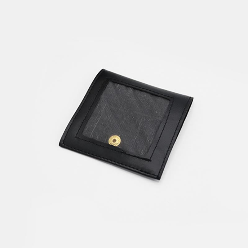 Bolsa De Polipiel Negro Cuero Botón