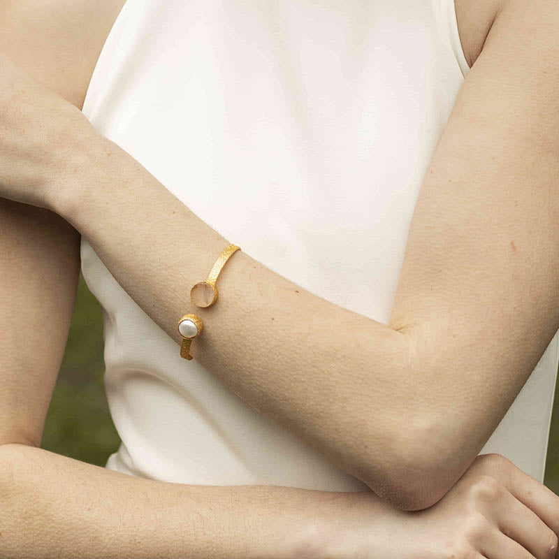 Pulsera Kumar Rosa cuarzo y Perla