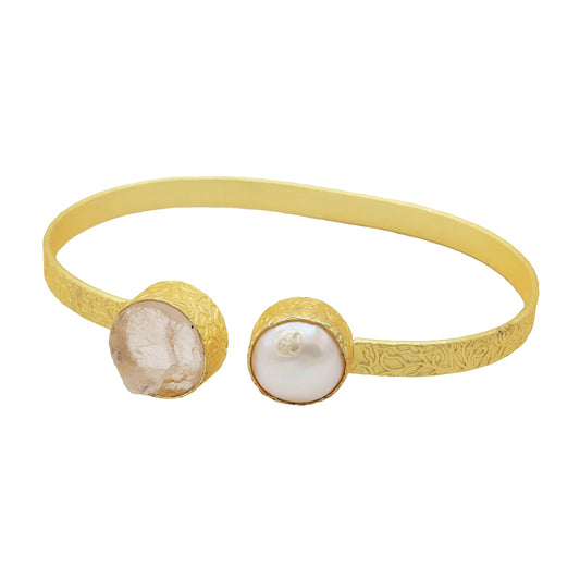 Pulsera Kumar Rosa cuarzo y Perla