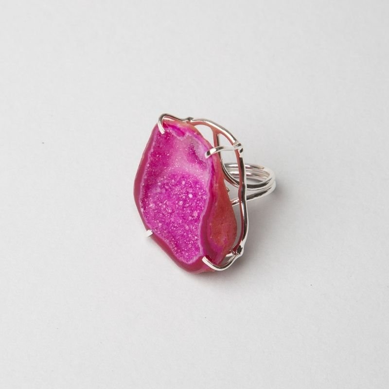 Anillo Geoda Plata Fucsia