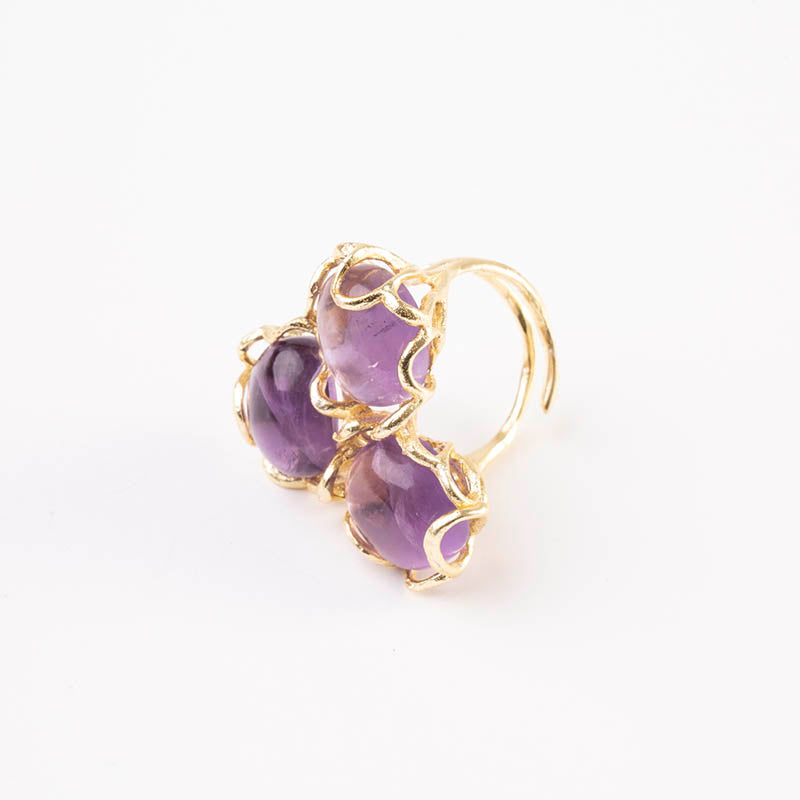 Anillo Baviera Liso Morado Amatista
