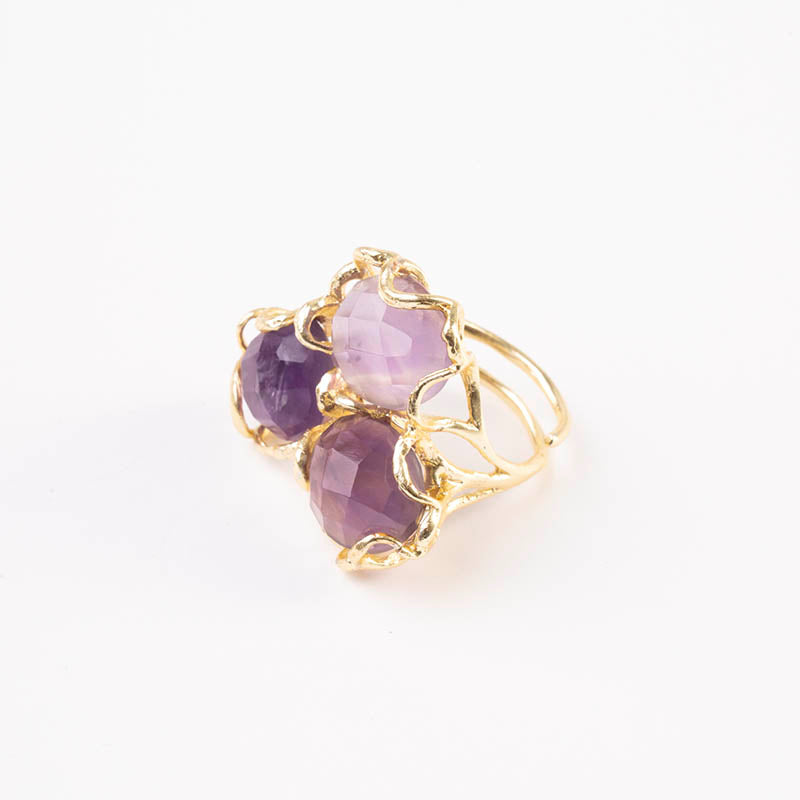 Anillo Baviera Face Morado Amatista