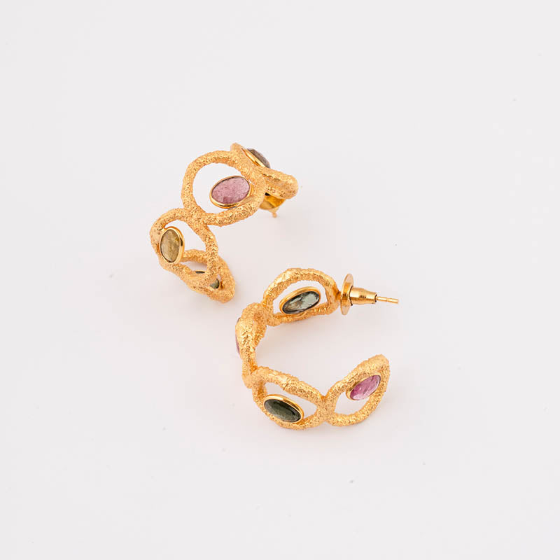 Pendientes Aros Wave Small Ed. Limitada Multicolor Turmalinas