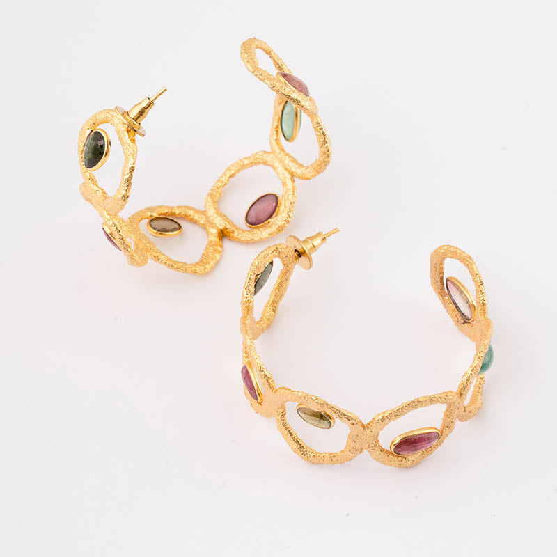Pendientes Aros Wave Big Ed. Limitada Multicolor Turmalinas