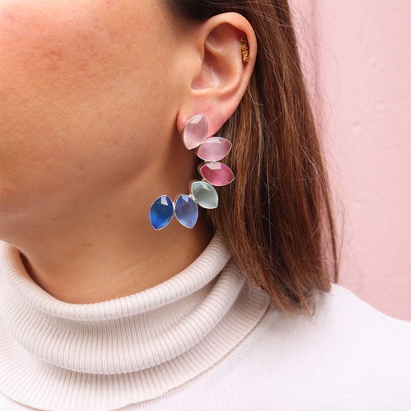 venta flash- pendientes boreal piedra pulida rosas y azules