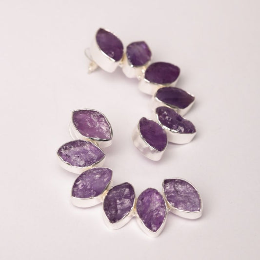 Pendientes Boreal Ed. Limitada Plata En Bruto Morado Amatista