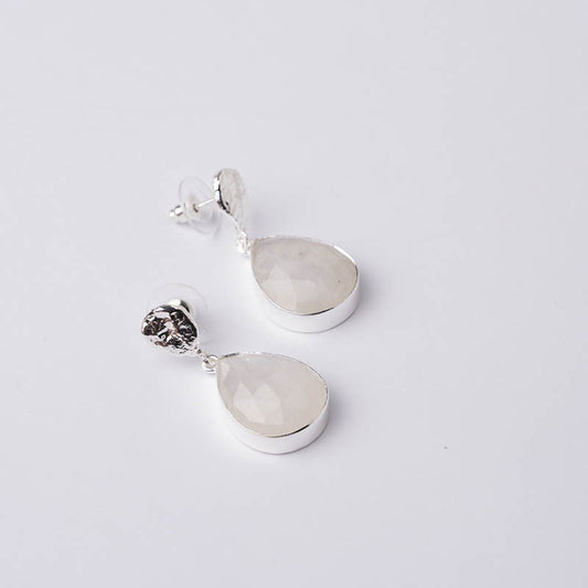 Pendientes Drop Ed. Limitada Pulido Plata Piedra Lunar