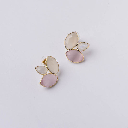 Pendientes Eritia Ed. Limitada Crema, Piedra lunar y Rosa claro