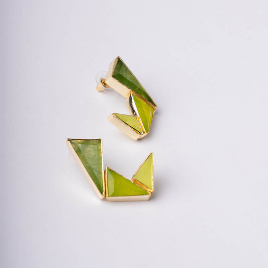 Pendientes Fénix Ed. Limitada Pulido Verdes y Amarillo