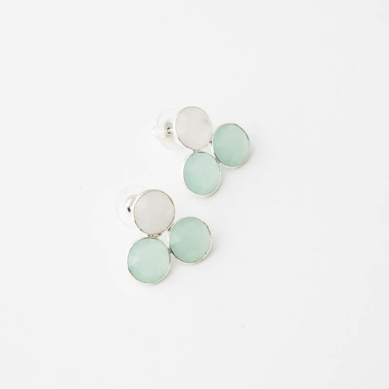 Pendientes Mumbai Ed. Limitada Plata Piedra Lunar y Verde Agua