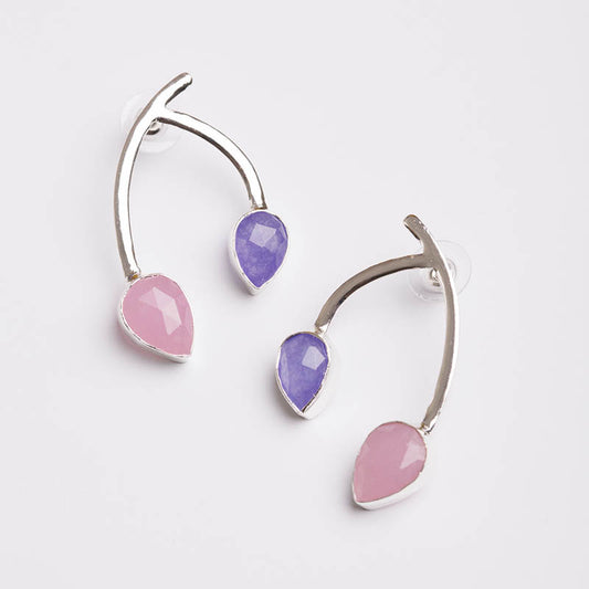 Pendientes Vida Ed. Limitada Plata Morado y Rosa