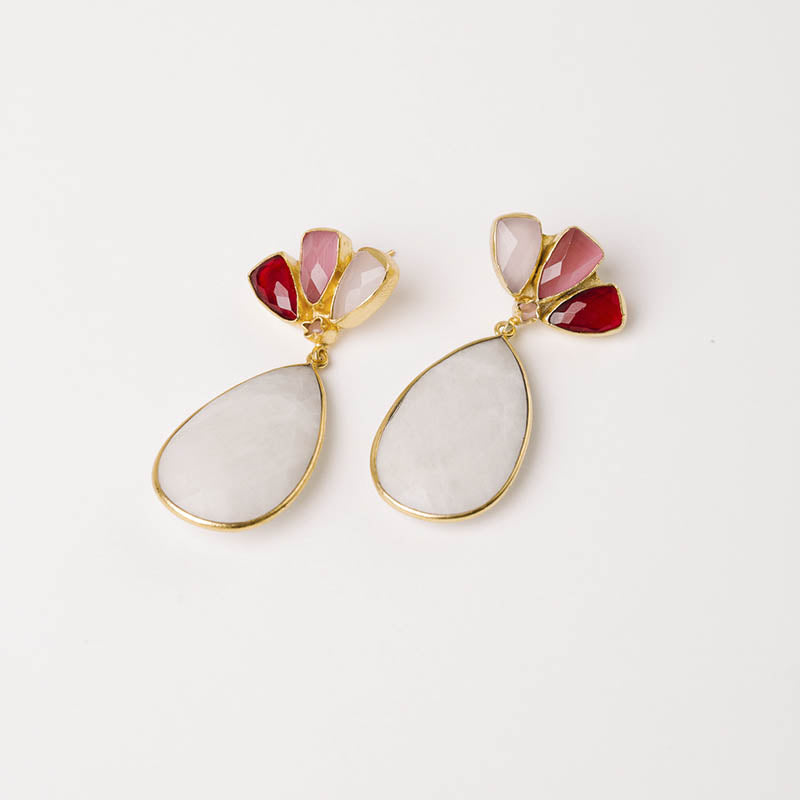 Pendientes Viena Ed. Limitada Rosas. Rubi y Piedra Lunar