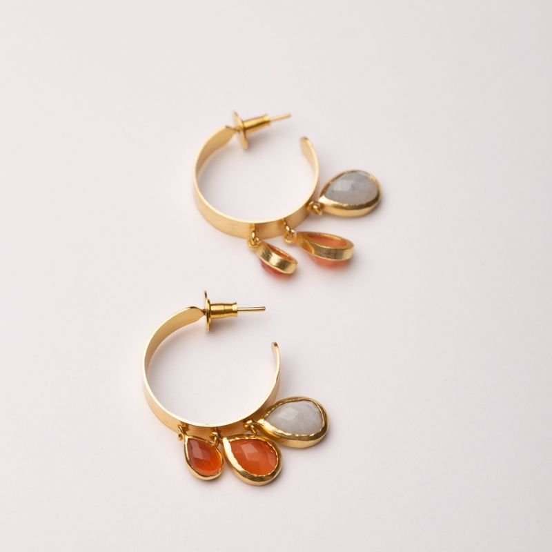 Pendientes Aros Ataraxia Ed. Limitada Naranja y Piedra Lunar