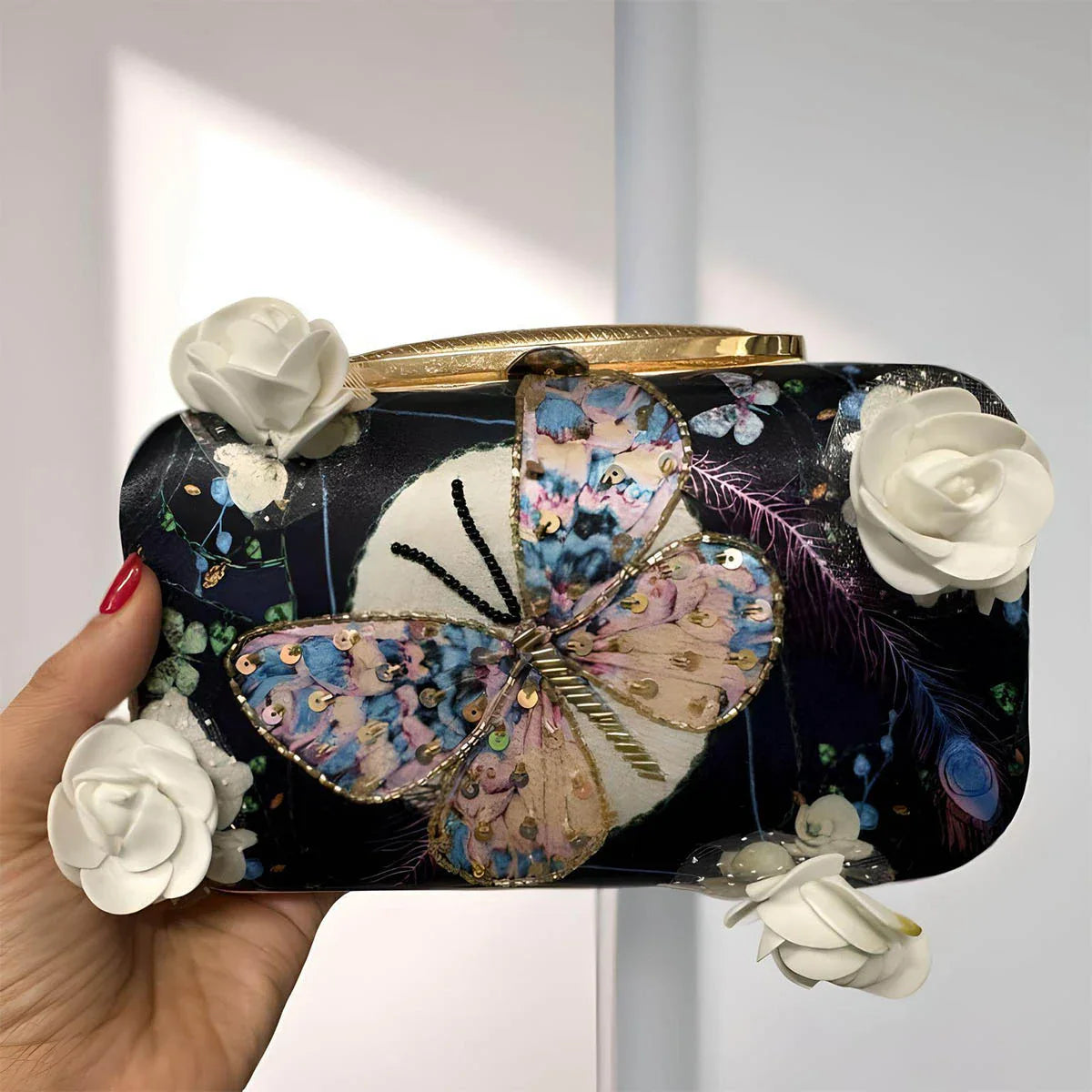Bolso Mariposa Azul fantasía flores