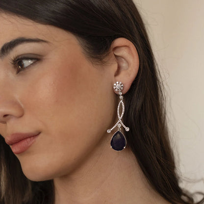 Pendientes Enjuto Plata Azul