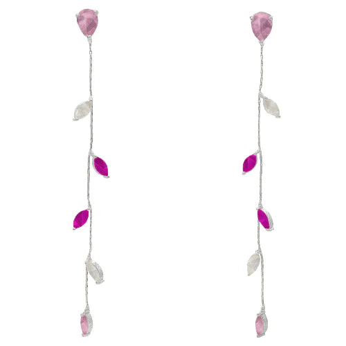 Pendientes Abril Zc Ed. Limitada Plata Rosa, Blanco y Fucsia