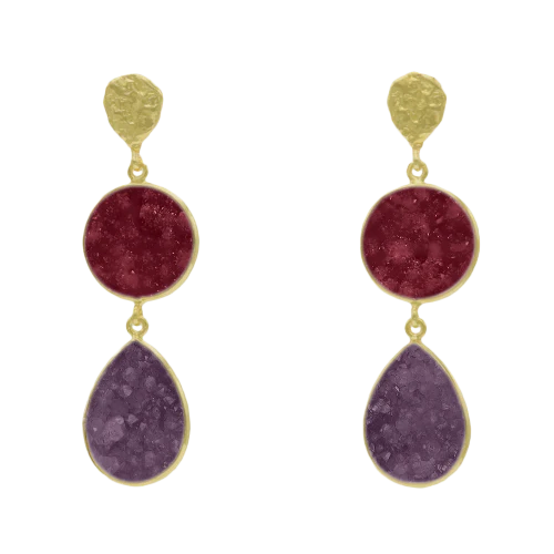 Pendientes Acanthus Ed. Limitada Burdeos Rosado y Morado