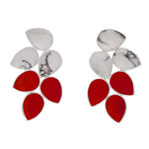 Pendientes Trópico Ed. Limitada Plata Blanco y Rojo caldera