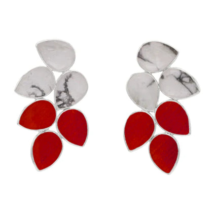 Pendientes Trópico Ed. Limitada Plata Blanco y Rojo caldera