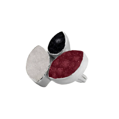 Anillo Grayas Ed. Limitada Plata Negro, Blanco y Burdeos