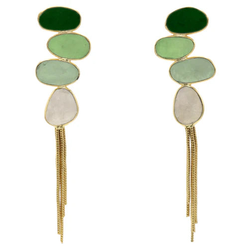 Pendientes Geniqui Ed. Limitada Verdes y Piedra Lunar - Black One